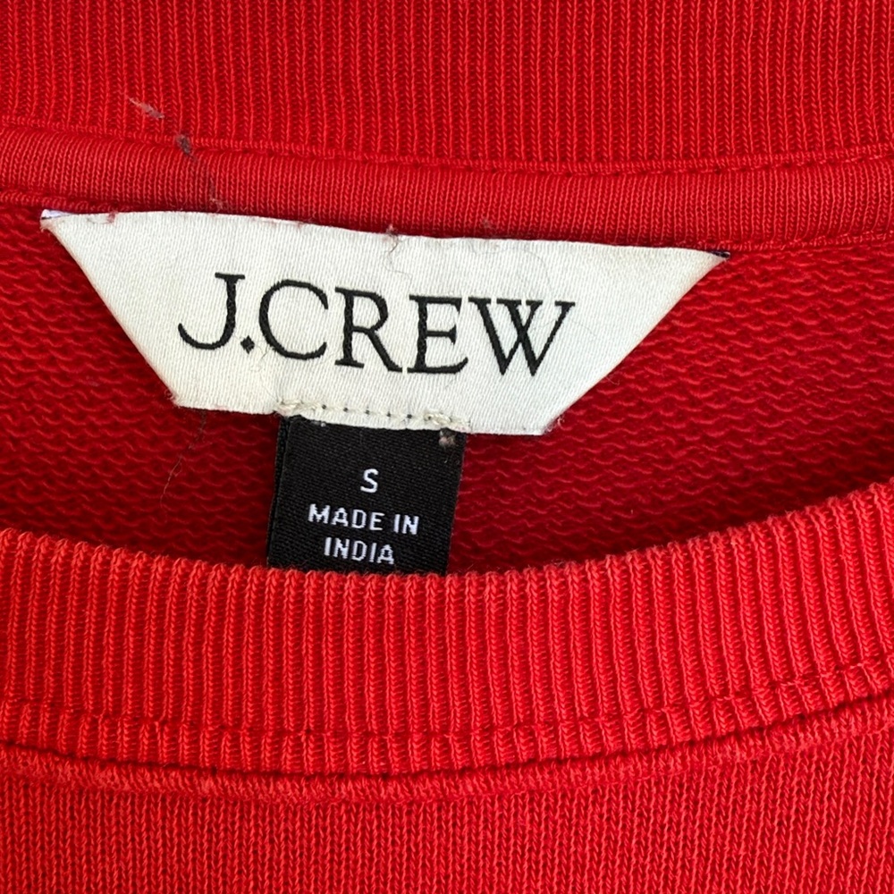 J Crew Cozy Season Red Pullover Sweatshirt Size Small - Picture 3 of 13